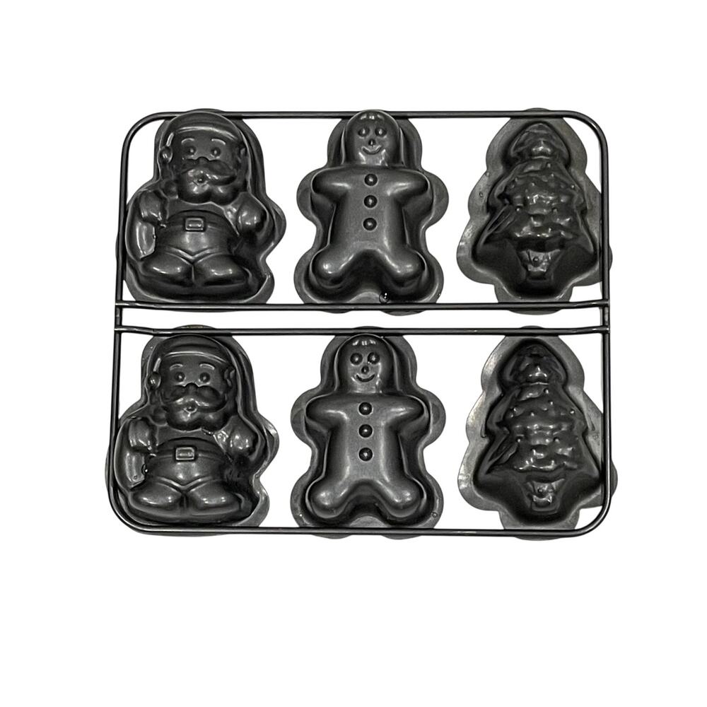 Gingerbread Cake Pan VintageBaking Mold Heavy Duty Metal Dark Gray Kitchen Gift